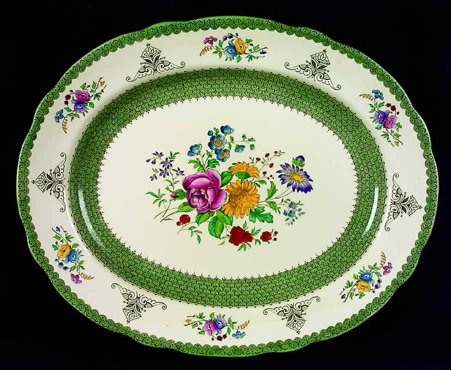 Niagara Green 14" Oval Serving Platter by Royal Cauldon-1