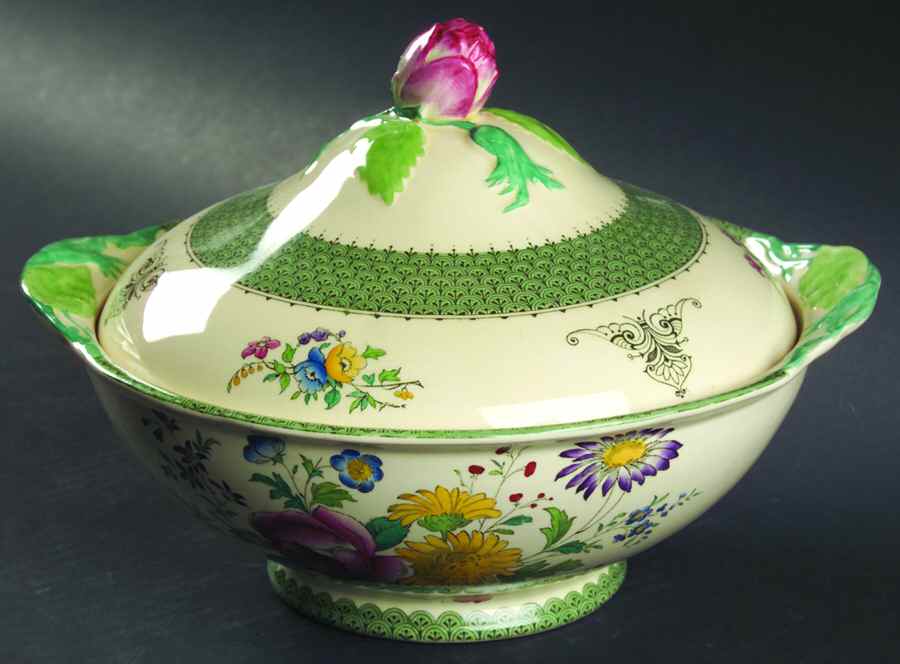 Niagara Green Round Covered Vegetable by Royal Cauldon-1