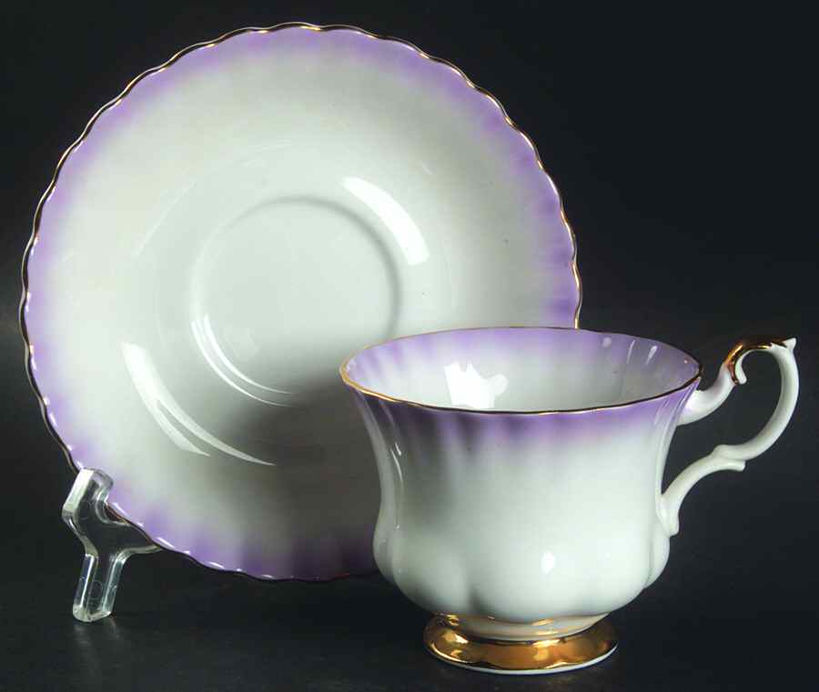 Rainbow Lavender Footed Cup & Saucer Set by Royal Albert-1