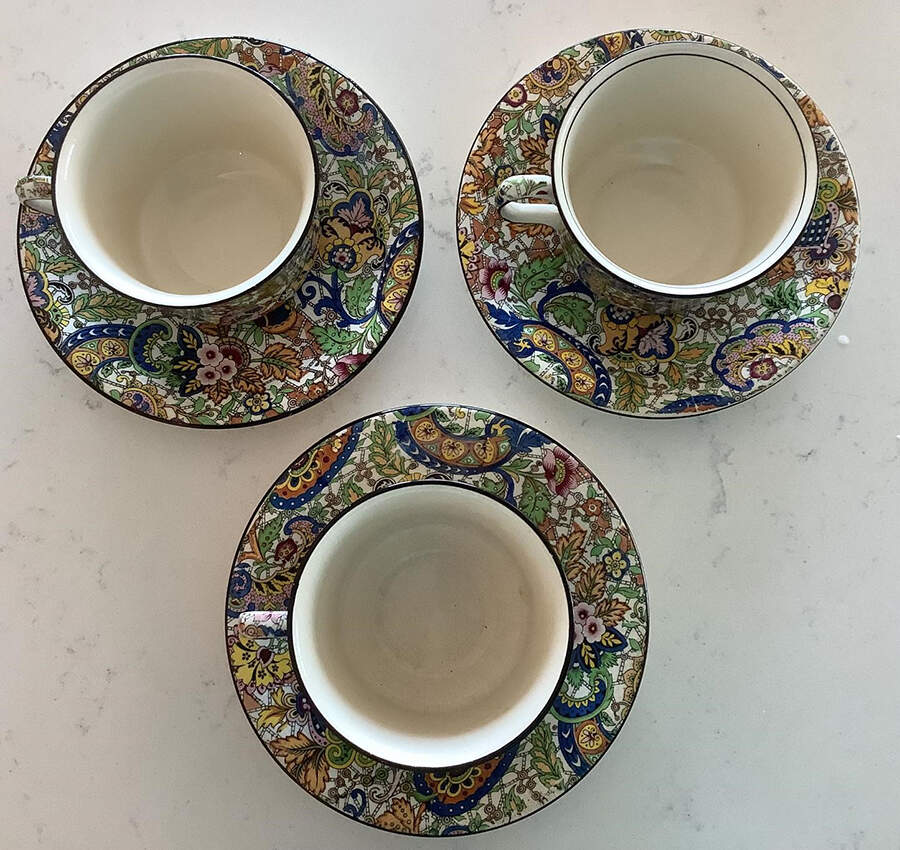 Paisley Blue Flat Cup & Saucer Set by Royal Winton-1