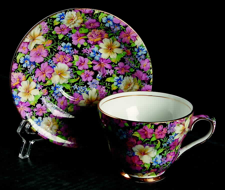 Florence (Bone, Older) Footed Cup & Saucer Set by Royal Winton-1