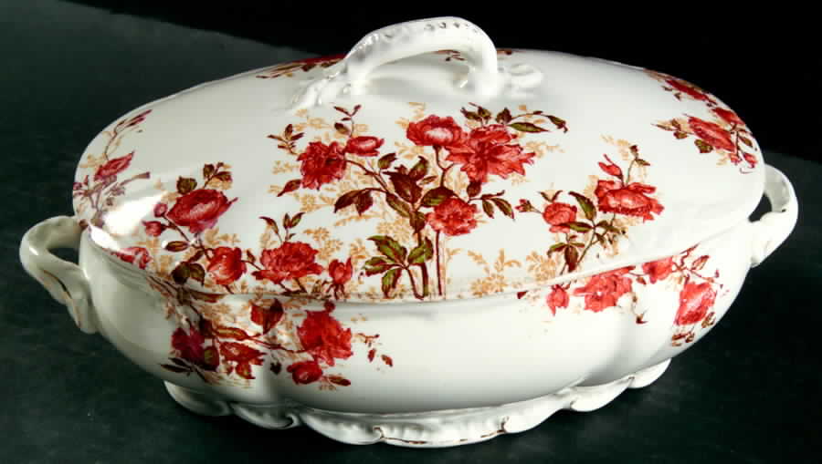 Red Winchester Oval Covered Vegetable by Ridgway (Ridgways)-1