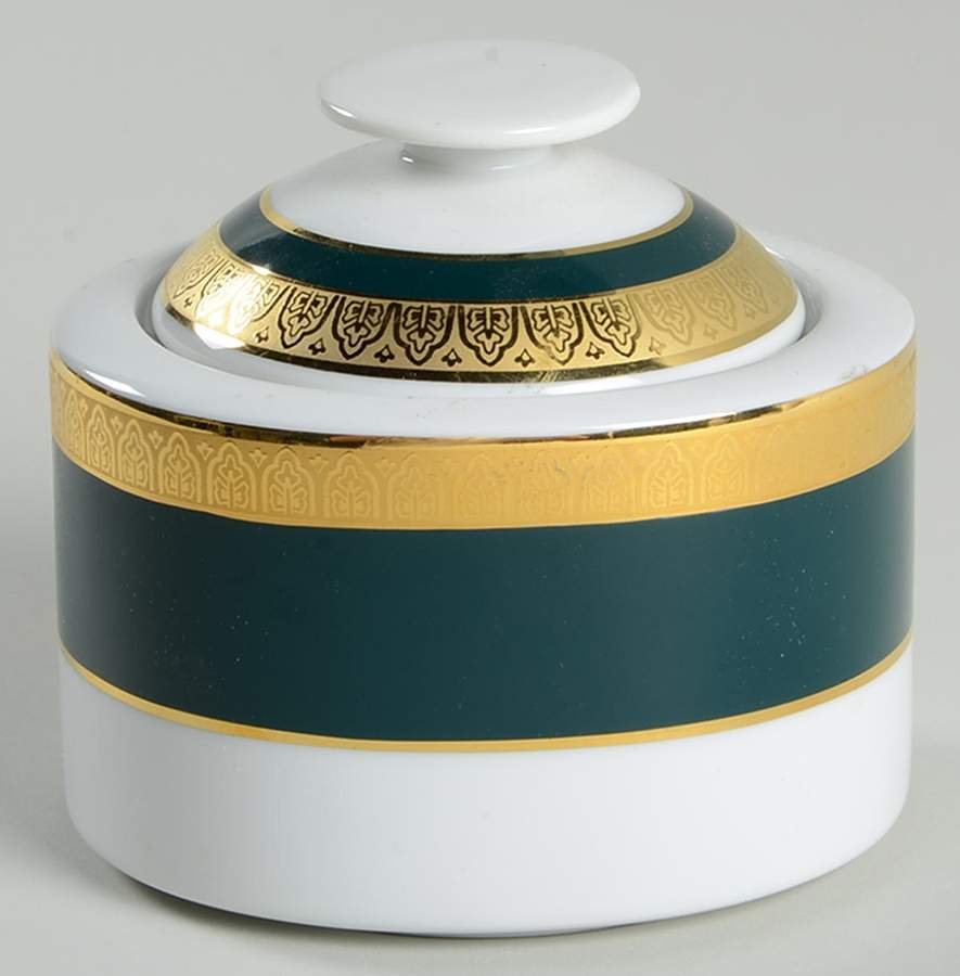 Royal Collection Emerald Green Sugar Bowl & Lid by Royal Porcelain-1