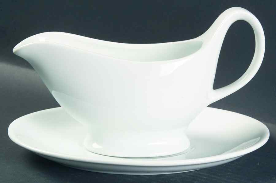 Whiteware (Round) Gravy Boat & Underplate by Royal Limited-1