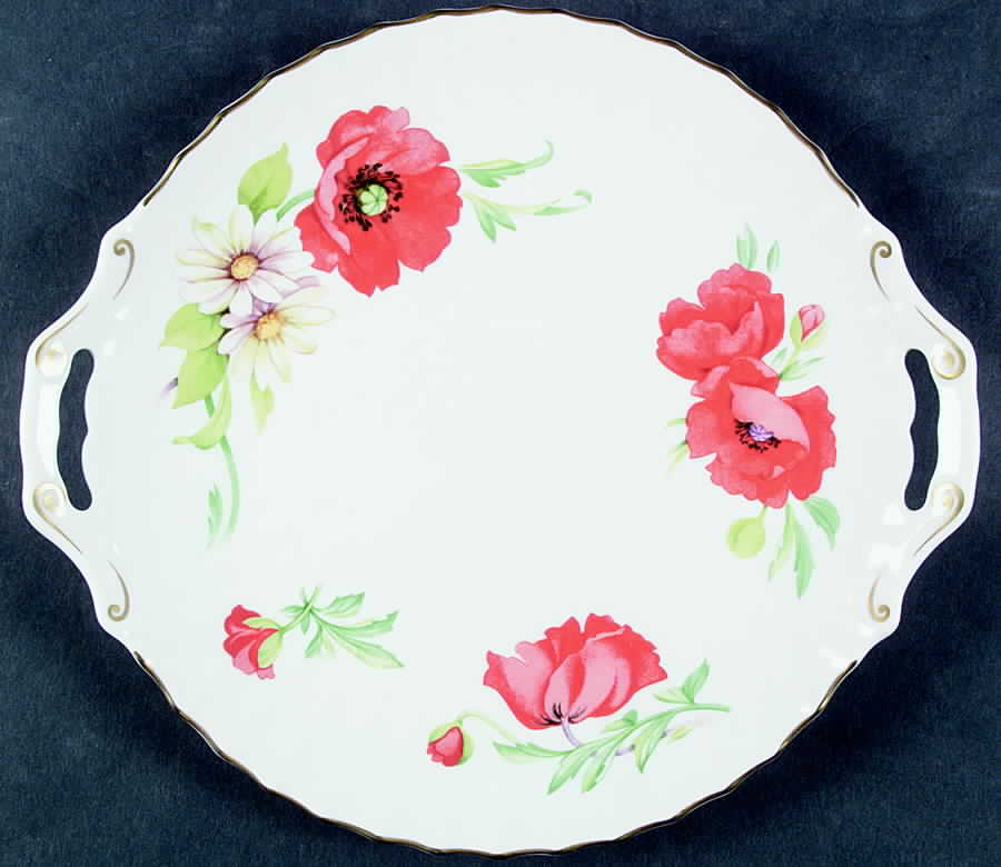 Poppies Handled Cake Plate by Royal Worcester-1