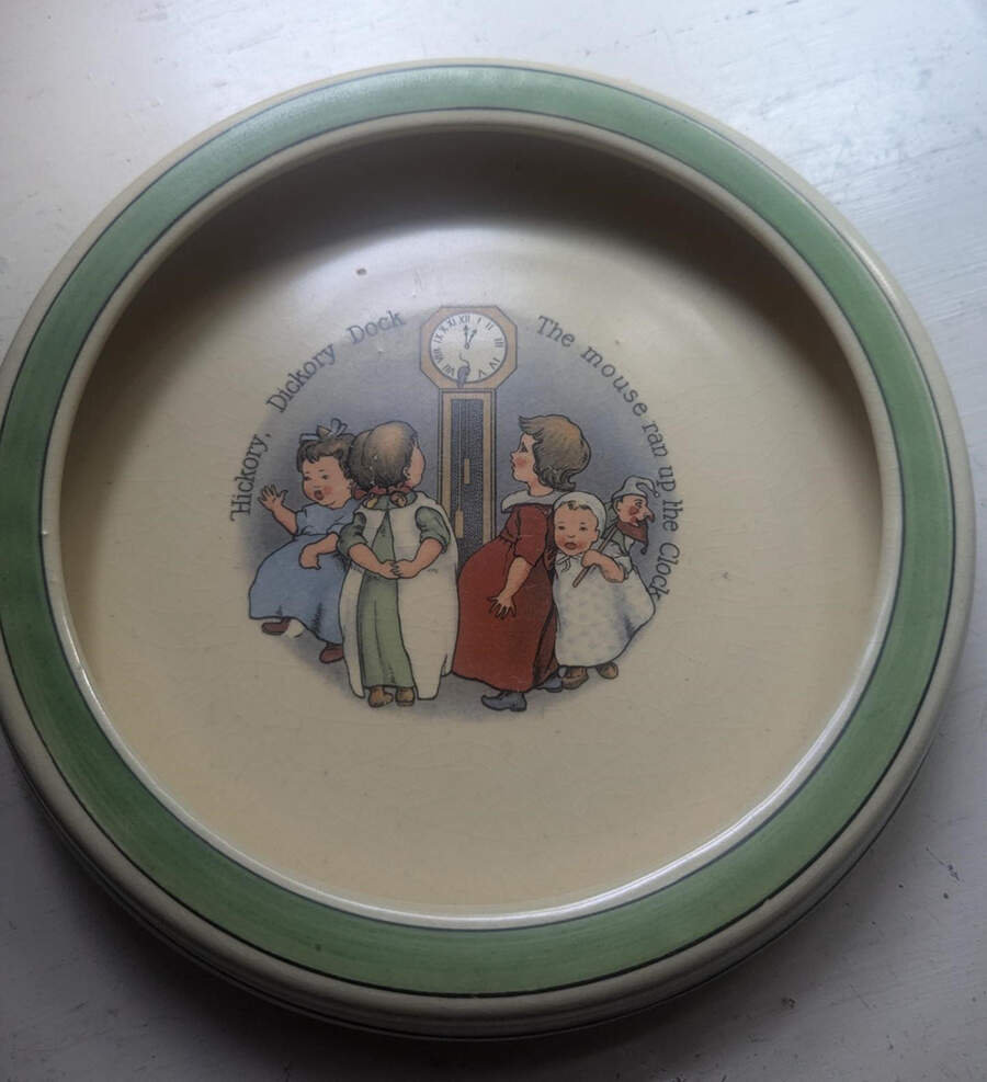 Juvenile Nursery Rhyme Large Rolled Edge Child's Plate by Roseville-1
