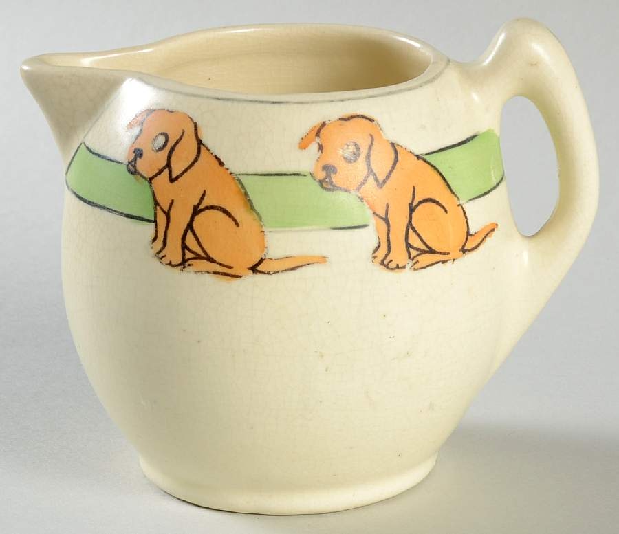 Juvenile Sad Puppy Child's Milk Pitcher by Roseville-1