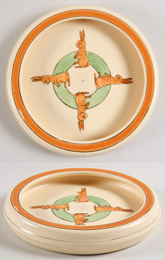 Juvenile Standing Rabbit Large Rolled Edge Child's Plate by Roseville-1