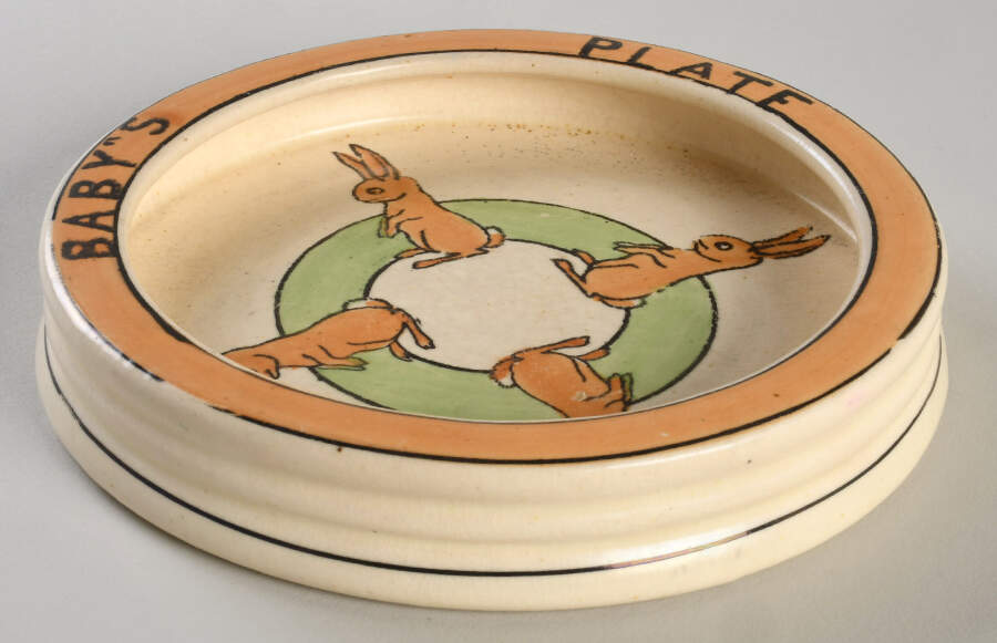 Juvenile Standing Rabbit Small Rolled Edge Child's Plate by Roseville-1
