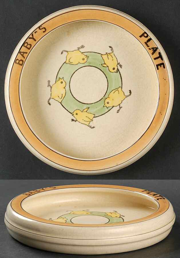 Juvenile Chicks Large Rolled Edge Child's Plate by Roseville-1