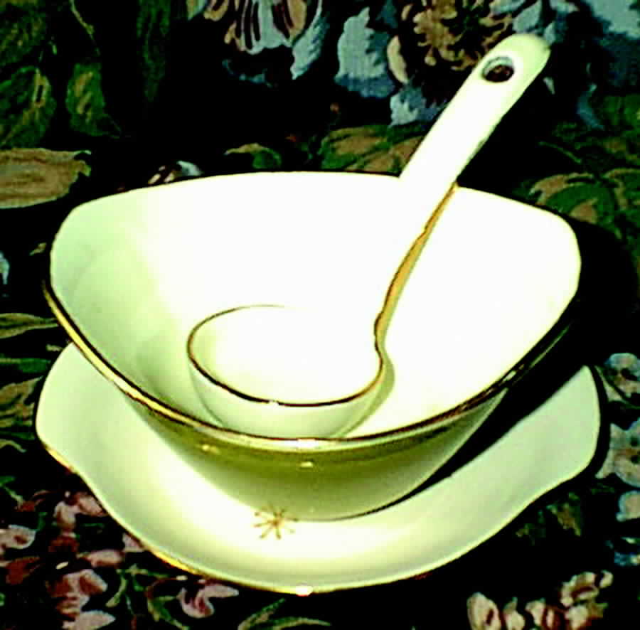 Star Glow (Gold Trim) Gravy Boat & Underplate by Royal (USA)-1