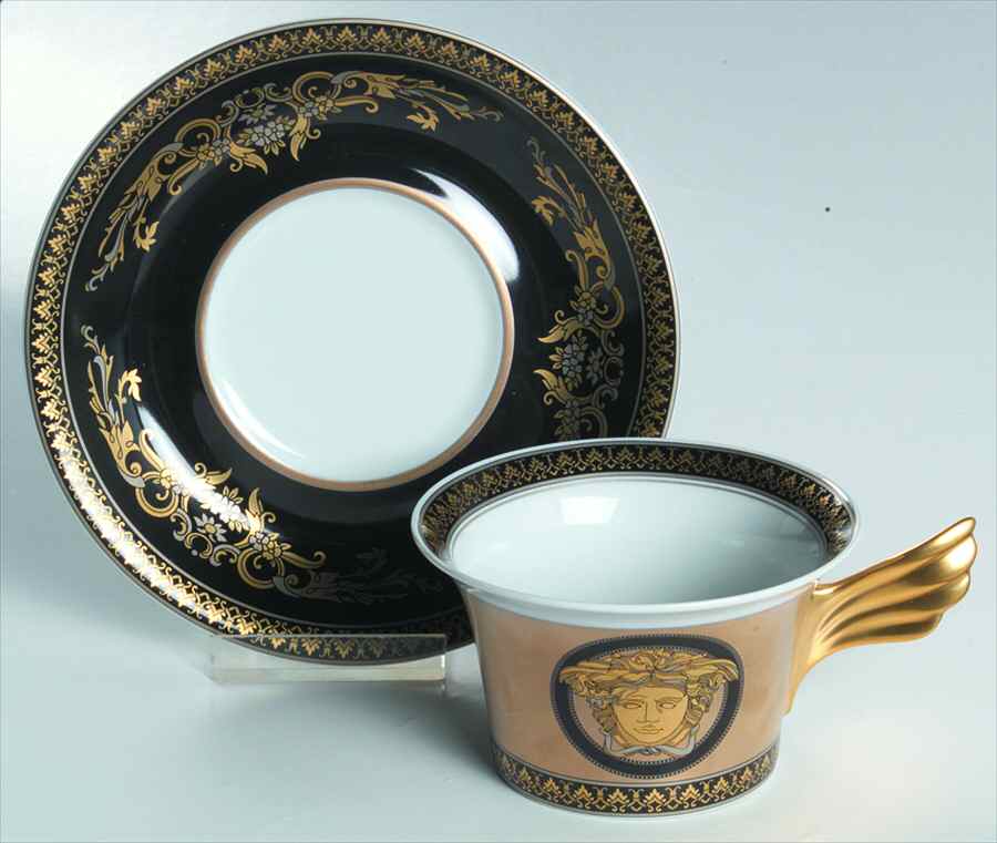 Arcadia (Medusa Gold) Flat Cup & Saucer Set by Rosenthal - Continental-1