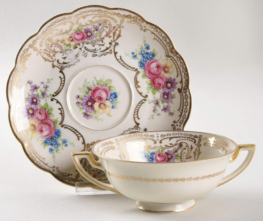 7794 Footed Cream Soup Bowl & Saucer Set by Royal Bayreuth-1