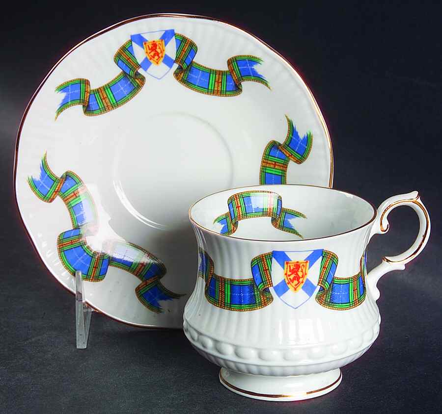 Nova Scotia Tartan Footed Cup & Saucer Set by Rosina-Queens-1
