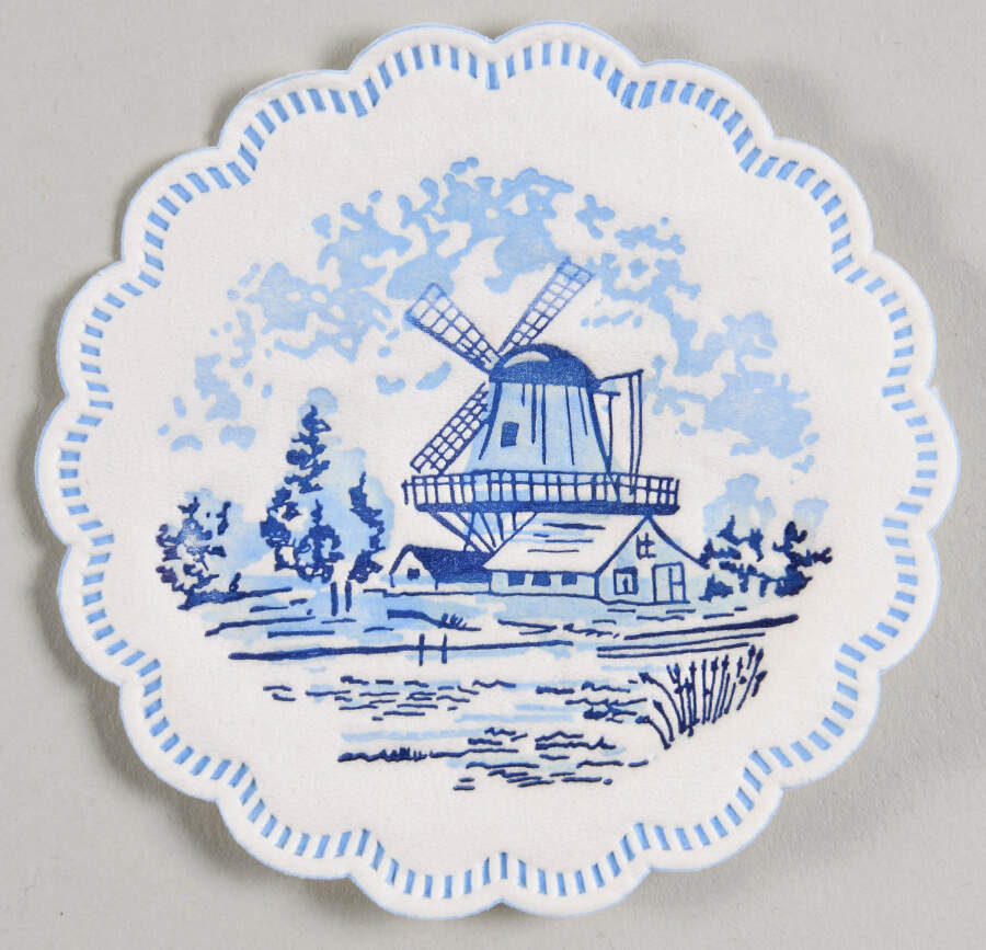 Delfts Blauw Round Paper Coaster by Regina (Holland)-1