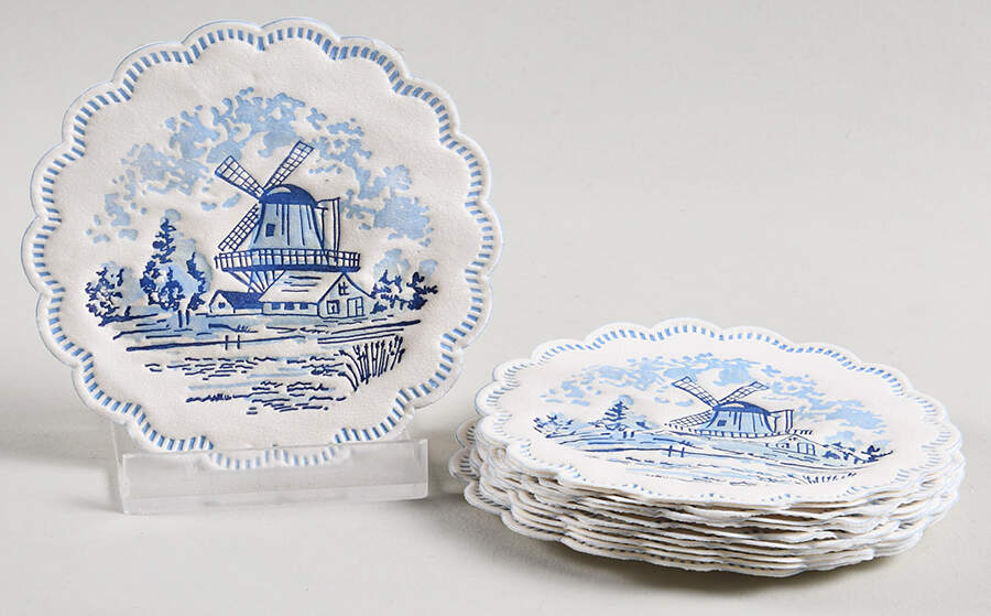 Delfts Blauw Paper Coaster - Set of 12 by Regina (Holland)-1