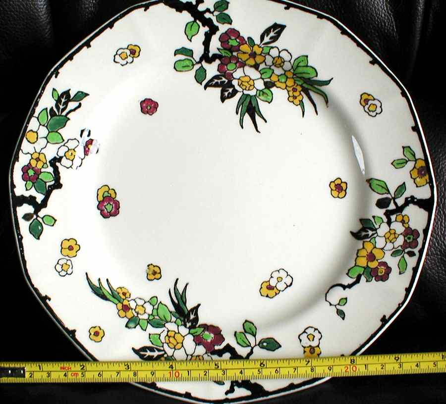 Woburn Black (White Flowers) Dinner Plate by Royal Doulton-1