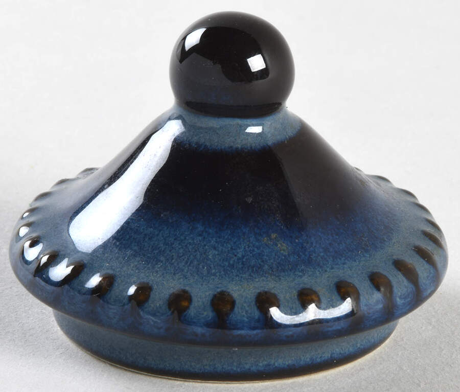 Hobnail Blue Lid for Sugar Bowl by Roscher & Co-1