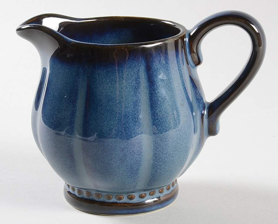 Hobnail Blue Creamer by Roscher & Co-1