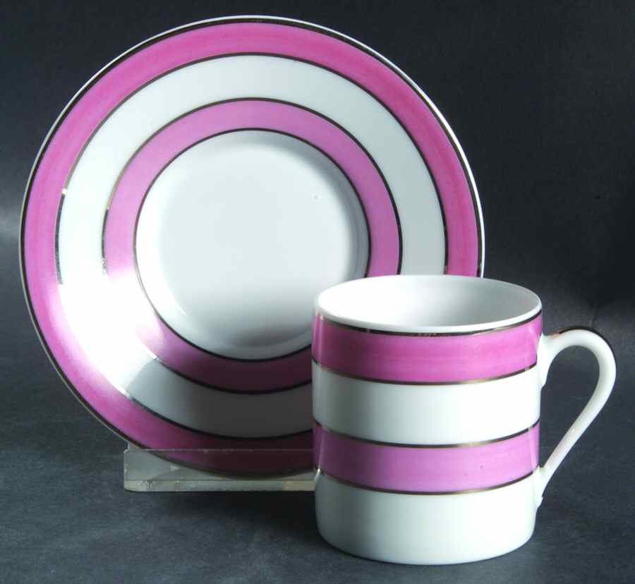 Transat Rose Pink Flat Demitasse Cup & Saucer Set by Raynaud-1