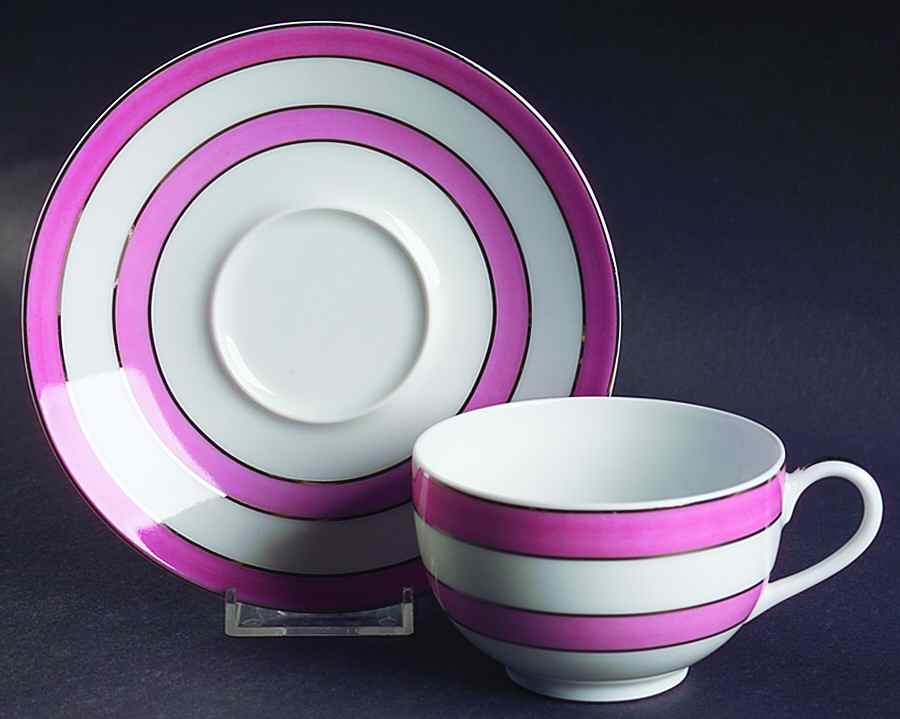 Transat Rose Pink Flat Cup & Saucer Set by Raynaud-1