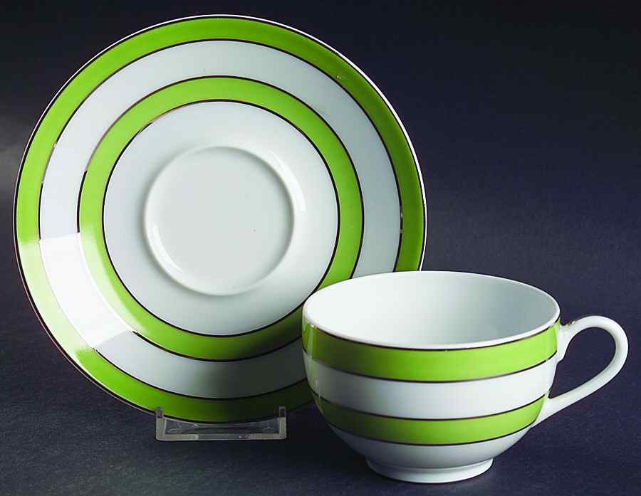 Transat Green Flat Cup & Saucer Set by Raynaud-1