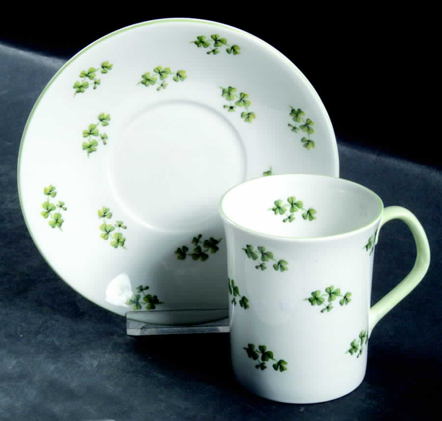 Shamrock (Smooth) Irish Coffee Cup and Saucer Set by Rosina-Queens-1