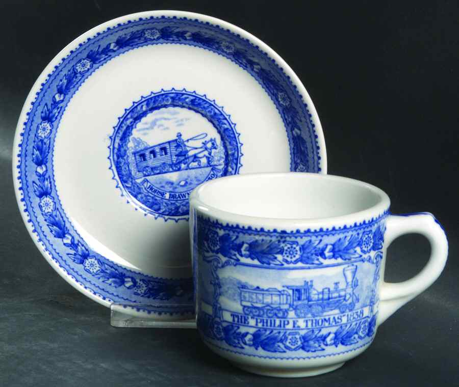 Baltimore and Ohio Railroad Blue Flat Cup & Saucer Set by Shenango-1