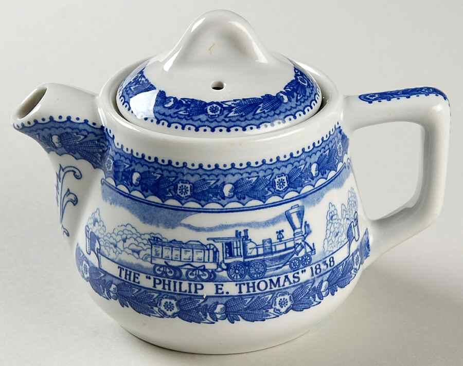 Baltimore and Ohio Railroad Blue Individual Teapot & Lid by Shenango-1