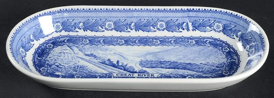 Baltimore and Ohio Railroad Blue Pickle Dish by Shenango-1