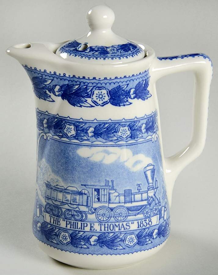 Baltimore and Ohio Railroad Blue Hot Water Jug & Lid by Shenango-1