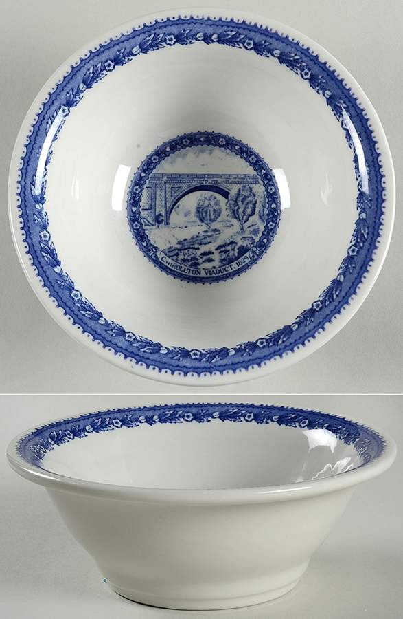 Baltimore and Ohio Railroad Blue Rim Cereal Bowl by Shenango-1