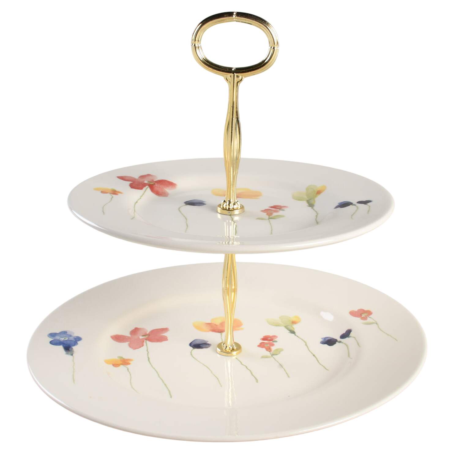 Scattered Flowers 6 5/8"-10"  2 Tiered Serving Tray (Dp, Sp) HC by Royal Stafford-1