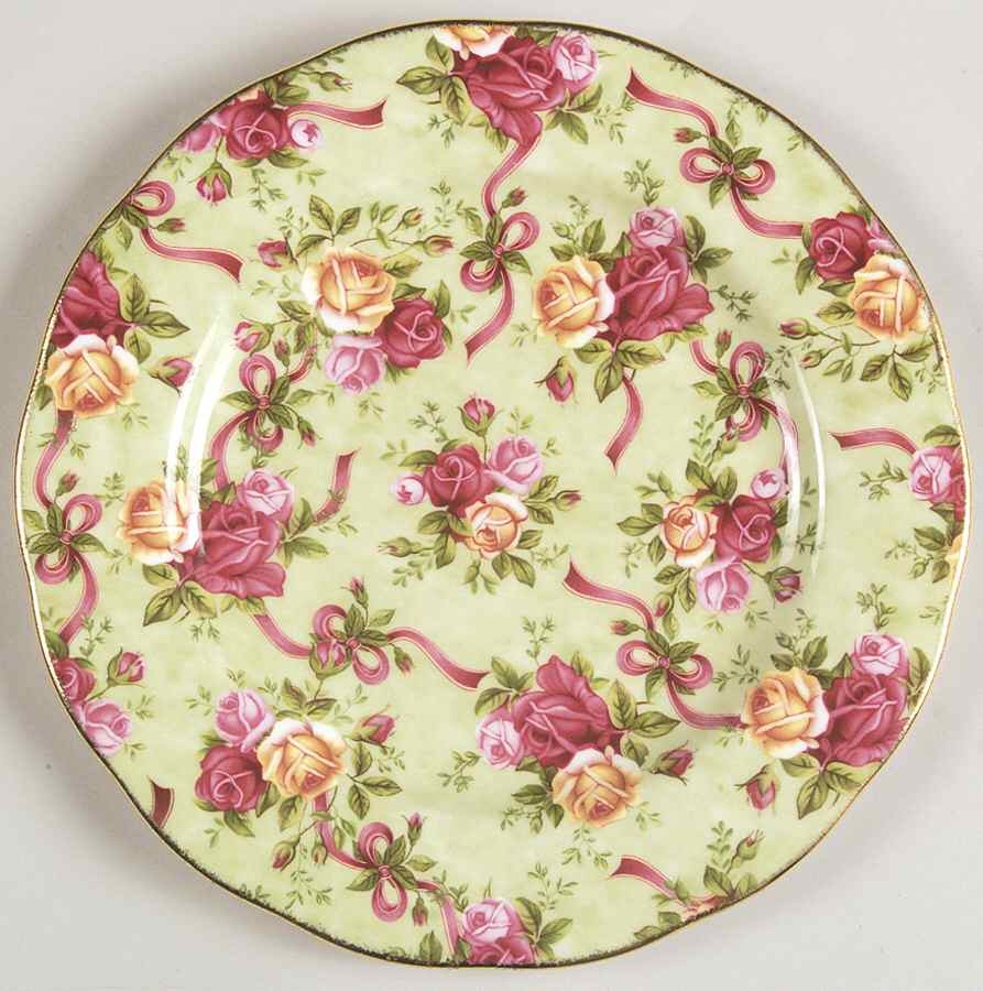 Old Country Roses (Green Chintz) Dessert/Pie Plate by Royal Albert-1