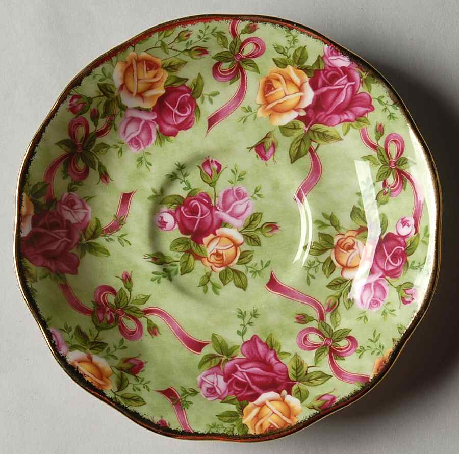 Old Country Roses (Green Chintz) Saucer by Royal Albert-1