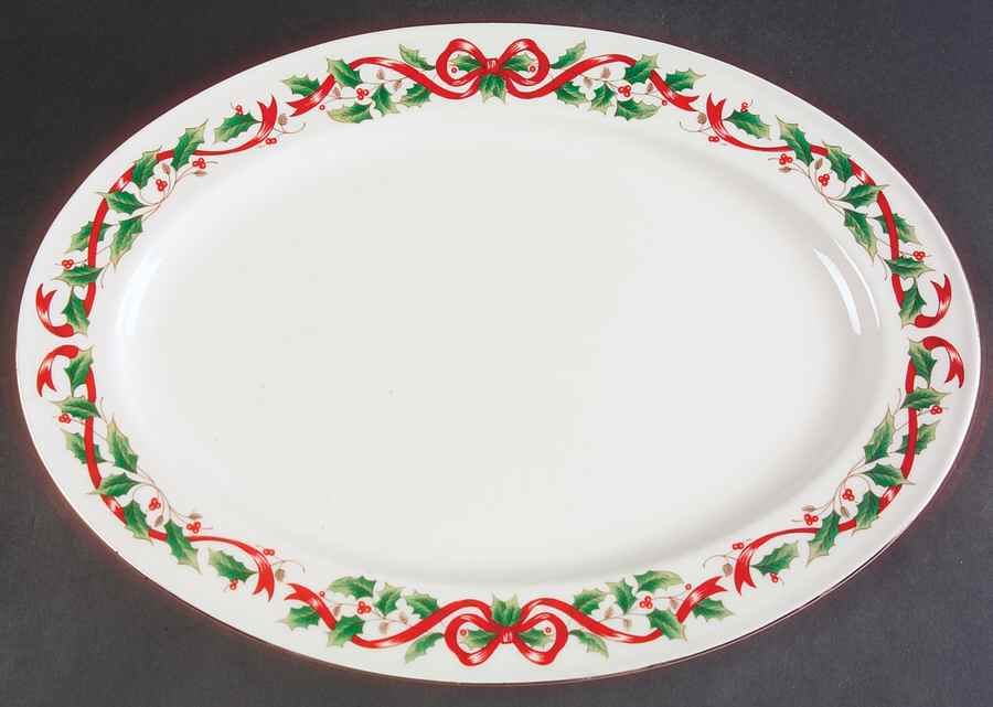 Holly Holiday 16" Oval Serving Platter by Royal Limited-1