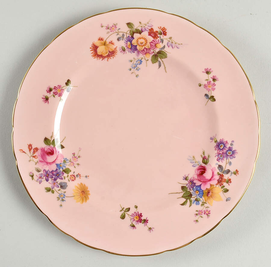 Posie Ely Chelsea (Pink Background) Salad Plate by Royal Crown Derby-1