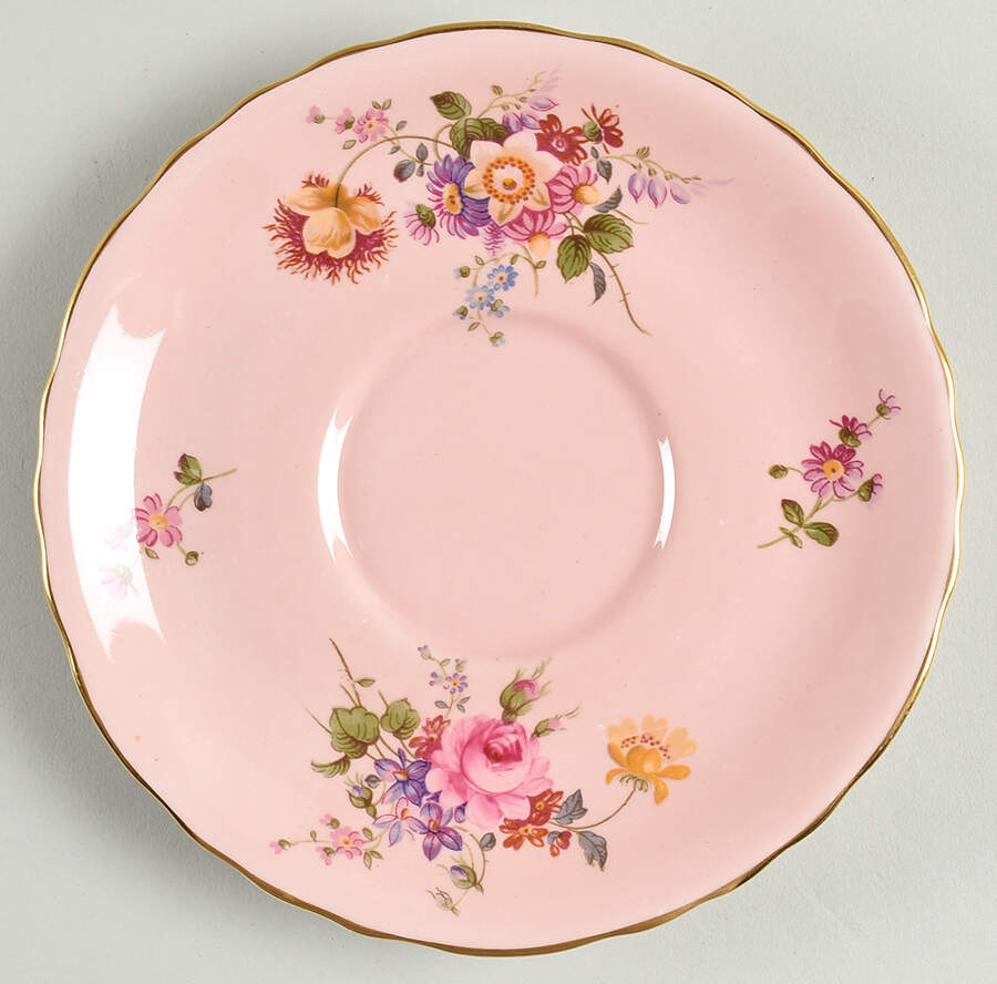 Posie Ely Chelsea (Pink Background) Saucer for Cream Soup Bowl by Royal Crown Derby-1
