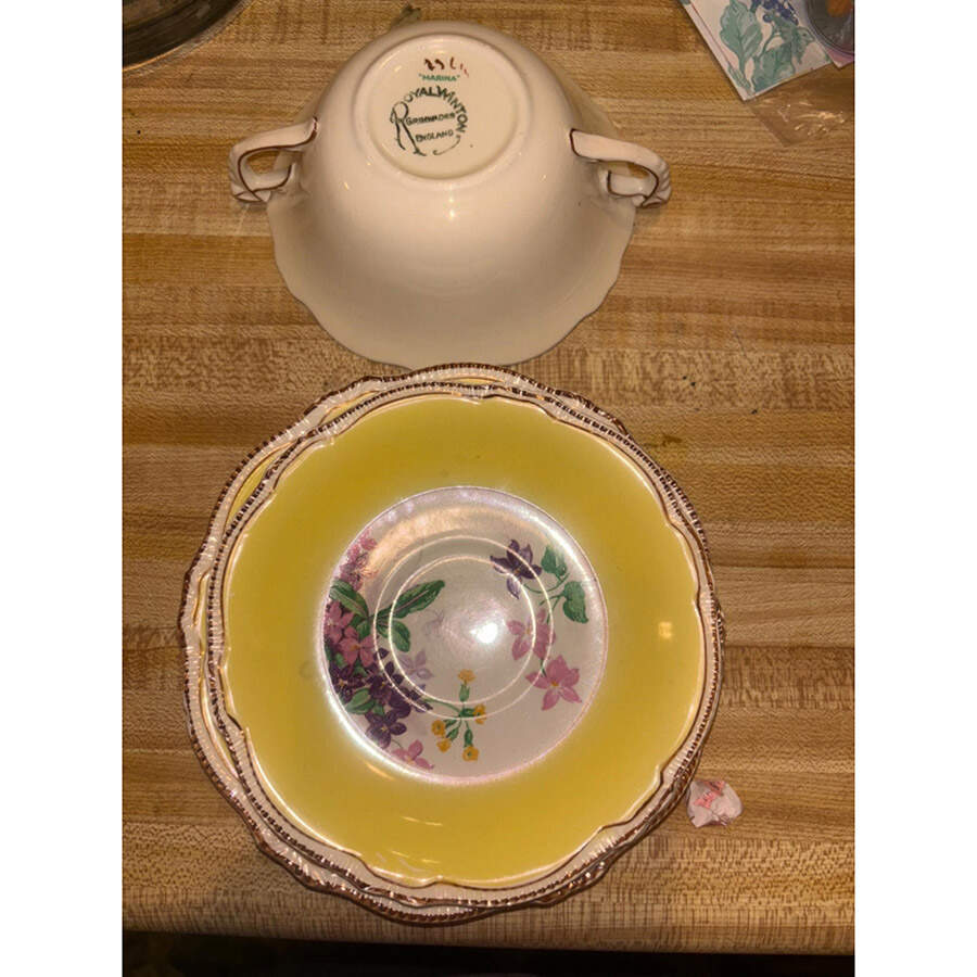 Marina Flat Bouillon Cup & Saucer by Royal Winton-1