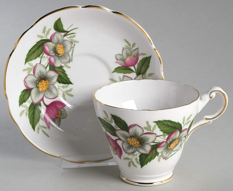 Christmas Rose Footed Cup & Saucer Set by Regency-1