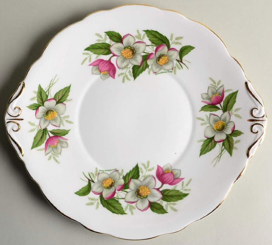 Christmas Rose Handled Cake Plate by Regency-1