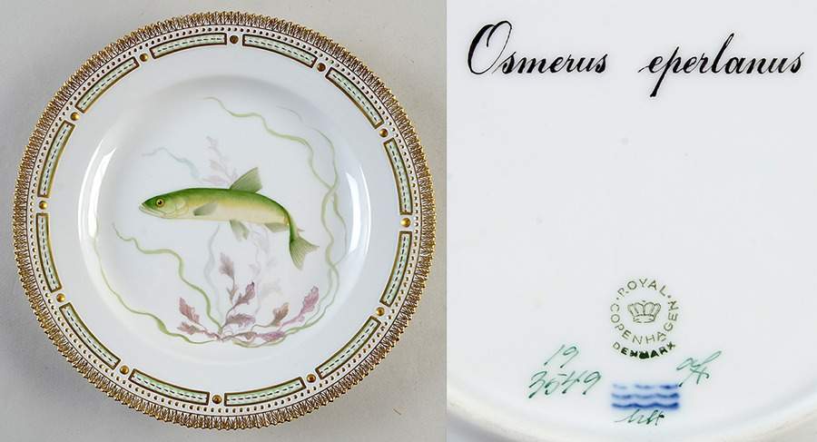Flora Danica Fish Service Fish Dinner Plate-Osmerus eperlanus by Royal Copenhagen-1