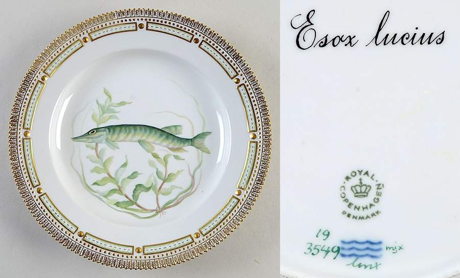 Flora Danica Fish Service Fish Dinner Plate-Esox lucius by Royal Copenhagen-1