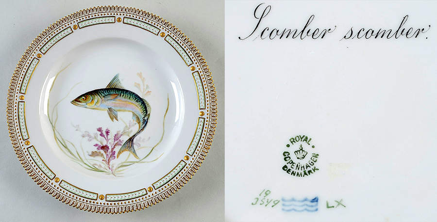 Flora Danica Fish Service Fish Dinner Plate-Scomber scomber by Royal Copenhagen-1