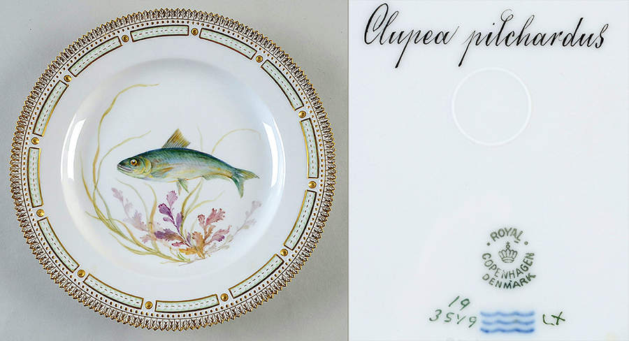 Flora Danica Fish Service Fish Dinner Plate-Clupea pilchardus by Royal Copenhagen-1