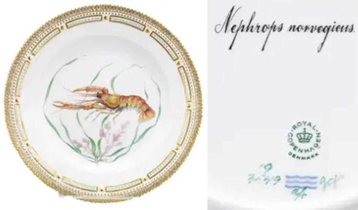 Flora Danica Fish Service Fish Dinner Plate-Nephrops norvegieus by Royal Copenhagen-1