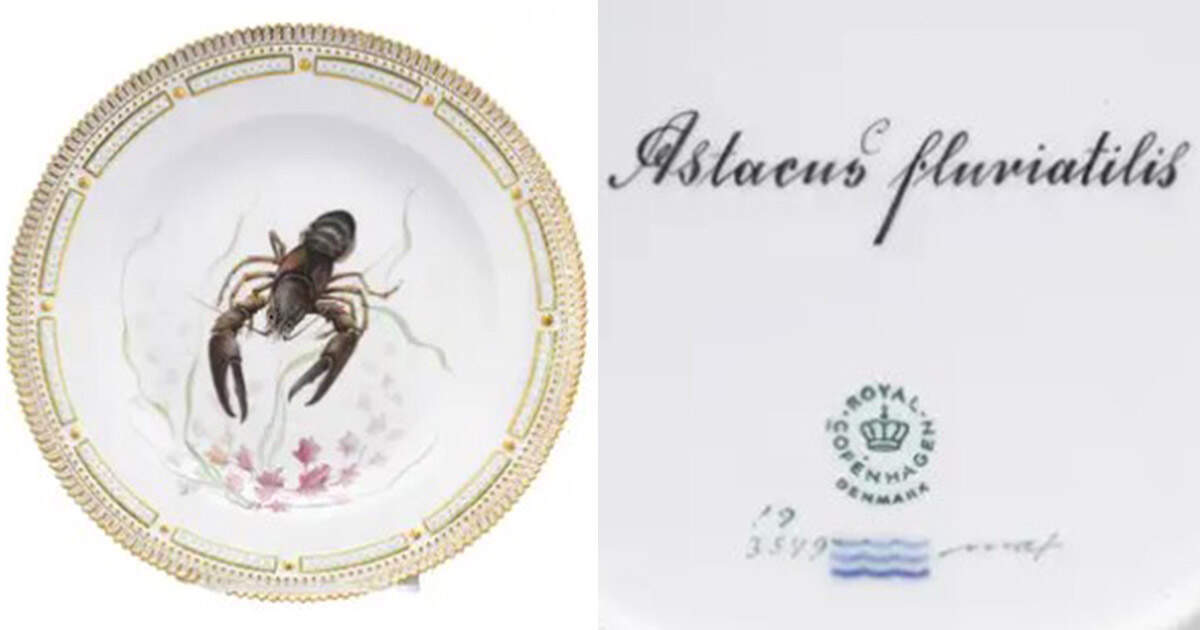 Flora Danica Fish Service Fish Dinner Plate-Astacus pluriatilis by Royal Copenhagen-1