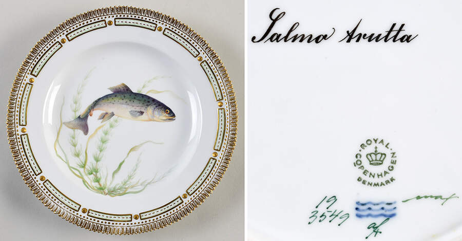 Flora Danica Fish Service Fish Dinner Plate-Salmo Arruta by Royal Copenhagen-1