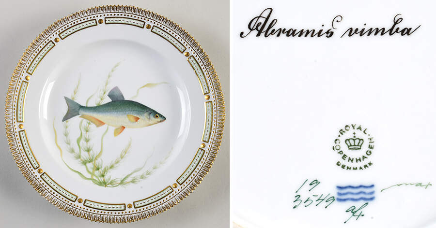 Flora Danica Fish Service Fish Dinner Plate-Abramis vimba by Royal Copenhagen-1