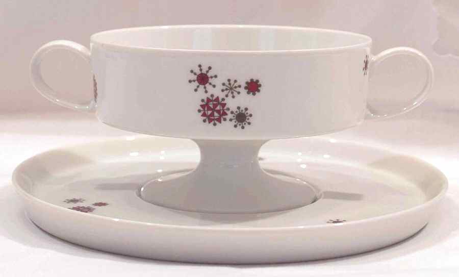 R1510 Footed Cream Soup Bowl & Saucer Set by Rosenthal - Continental-1